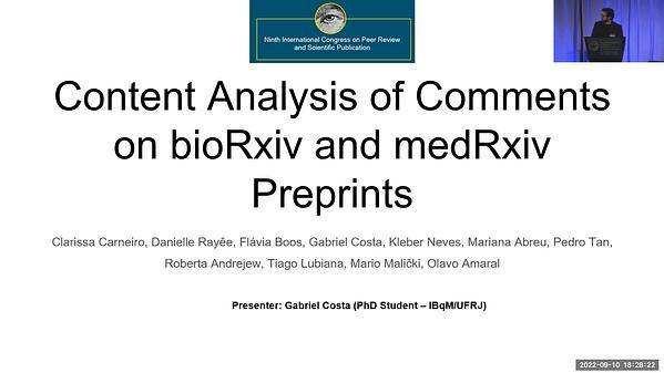 Content Analysis of Comments on bioRxiv and medRxiv Preprints